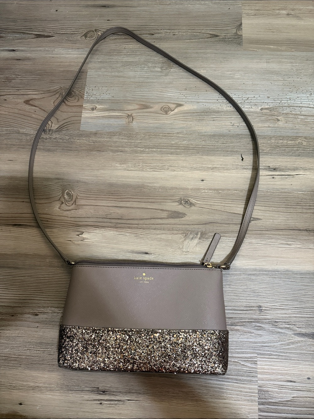 kate spade Taupe Crossbody with Glitter Accent